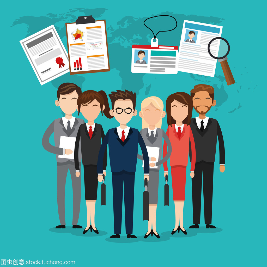 人力資源設(shè)計(jì)。人的圖標(biāo)。色彩豐富的插畫